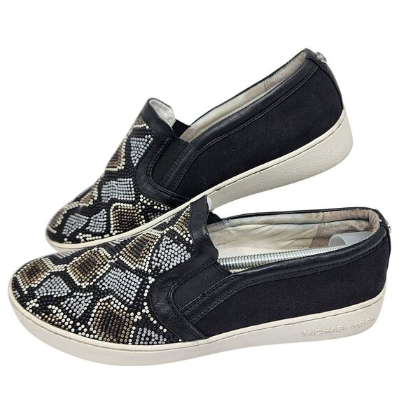 Michael Kors Womens Slip-On Sneakers With Rhinestone Snake Print Size 9.5M - Picture 4 of 11